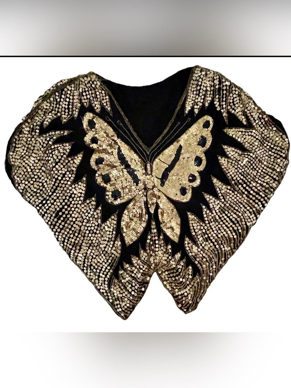 VINTAGE 80’s Disco Era Silk Sequin BUTTERFLY Top O/S As-Is